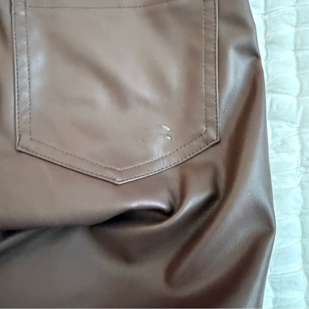 Zara Chocolate Faux Leather Pants Xsmall - Picture 3 of 4